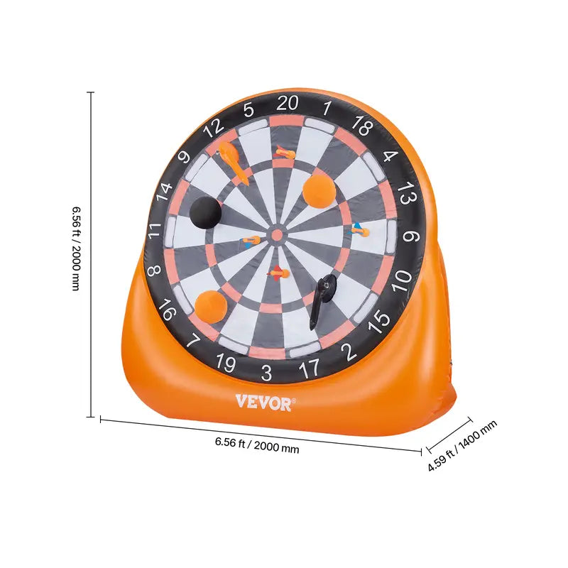 Inflatable Soccer Dart Board, over 6 ft High Giant Soccer Dart Board with 4 Kick Balls, 12 Tennis and Air Pump