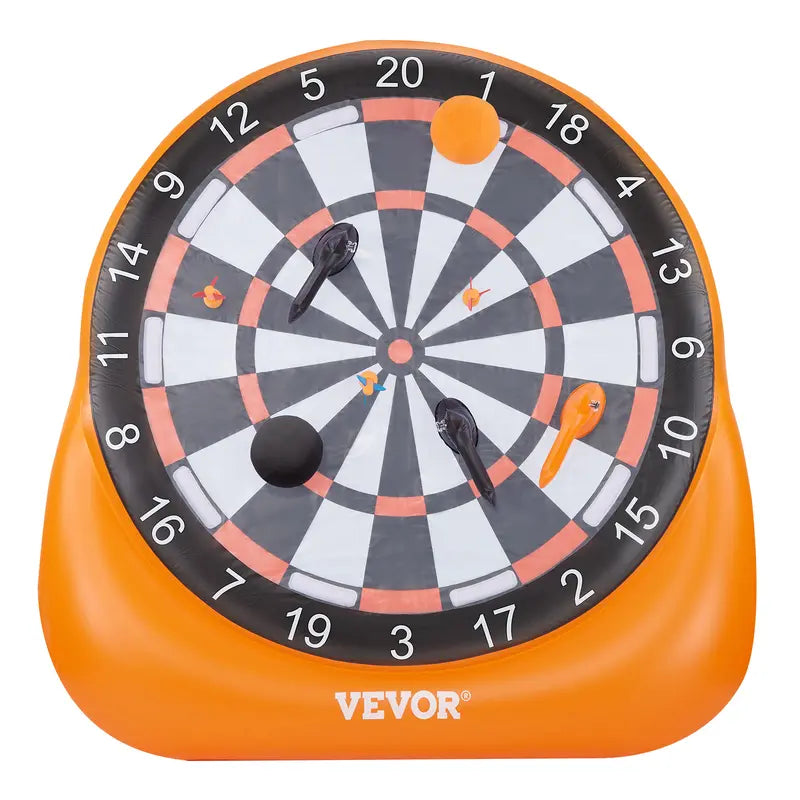 Inflatable Soccer Dart Board, over 6 ft High Giant Soccer Dart Board with 4 Kick Balls, 12 Tennis and Air Pump
