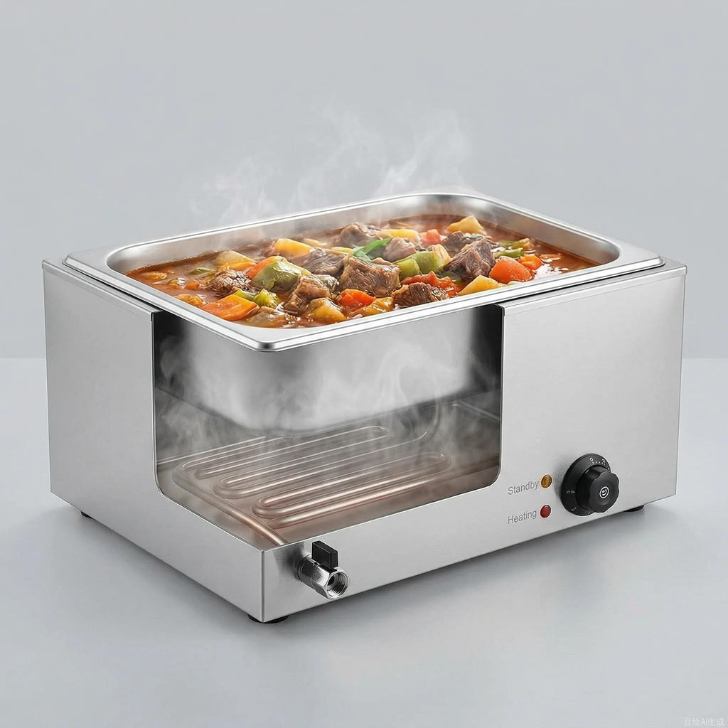 Commercial Food Warmer, 24-Quart Electric Steam Table with 86–185°F Temperature Control
